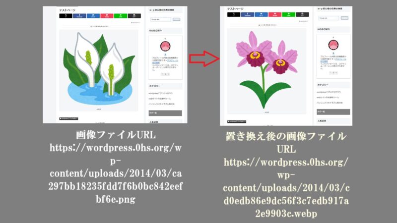 file置き換え後のwebページ-Enable Media Replace