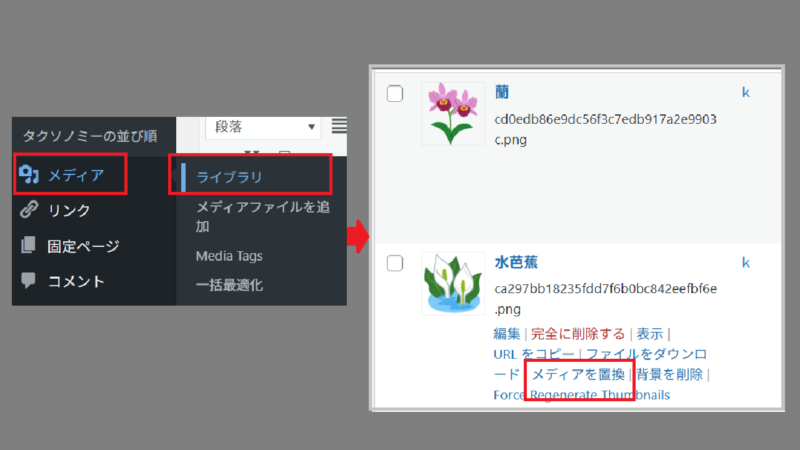 画像を入れ替える-Enable Media Replace